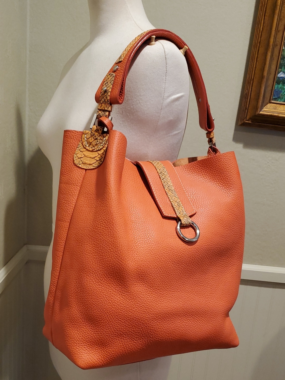 Like NEW Dacoma Python And Leather Shoulder Tote